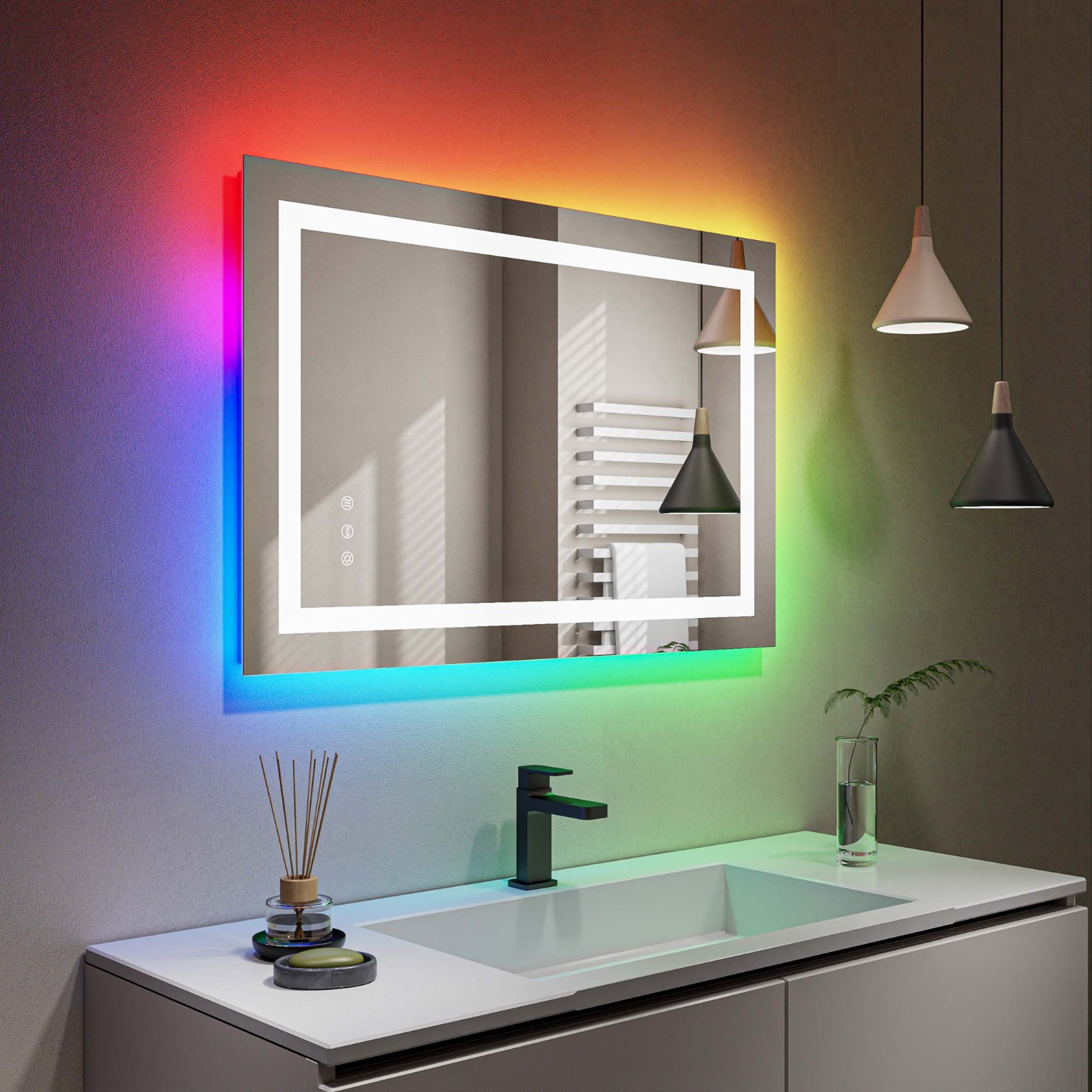 Modern Elegance - Dapai Mirror's RGB LED Bathroom Mirror in a Luxury Spa
