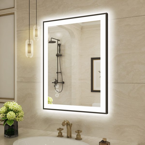 DAPAI DP-FRAMED-008 20x28 Anti-Fog Framed Wall LED Bathroom Mirror